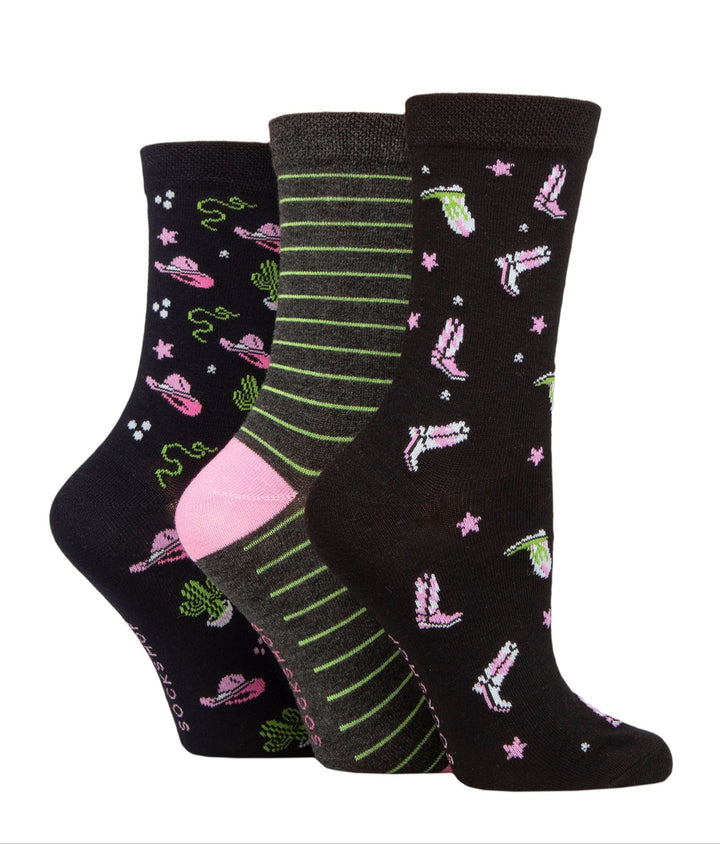 LAZY PANDA Ladies 3PK Bamboo Novelty Socks