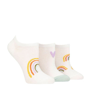 CAROLINE GARDNER 3PK Trainer Socks with Rainbows - Womens