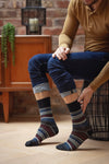 Load image into Gallery viewer, GENTLE GRIP 3Pk Printed Stripe Business Socks - Men&#39;s
