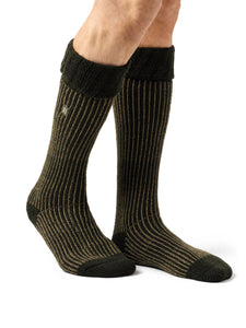 HEAT HOLDERS Ribbed Cuff Long Boot Socks- Mens 6-11