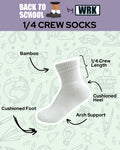 Load image into Gallery viewer, WRK Kids 6PK Back to School Bamboo 1/4 Crew Socks
