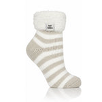 Load image into Gallery viewer, HEAT HOLDERS Ballerina Feather Cuff Sleep Socks with Stripes - Womens