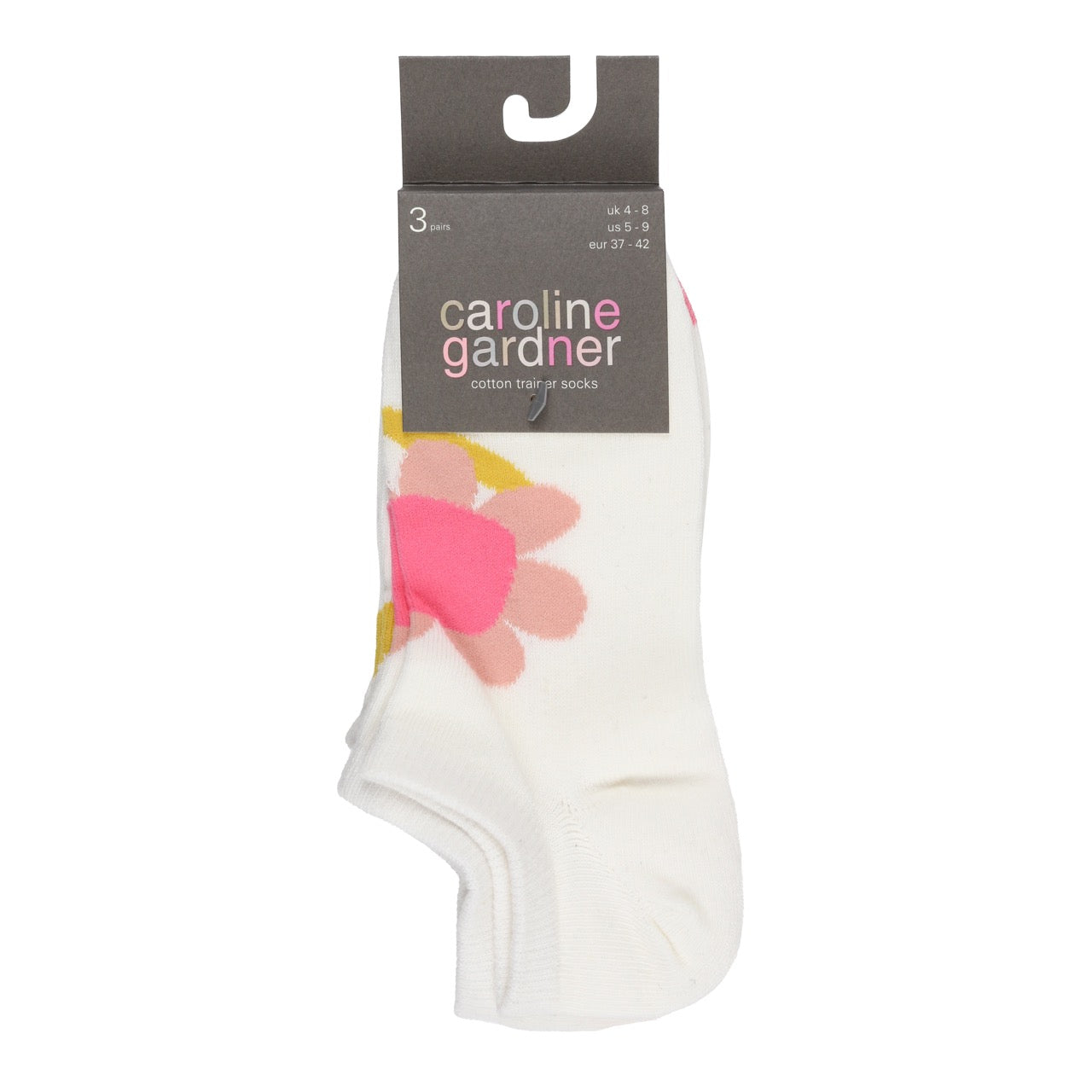CAROLINE GARDNER 3PK Trainer Socks with Flower - Womens