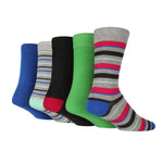 Load image into Gallery viewer, WILDFEET 5PK Bamboo Jacquard Stripe Crew Socks- Mens 7-11