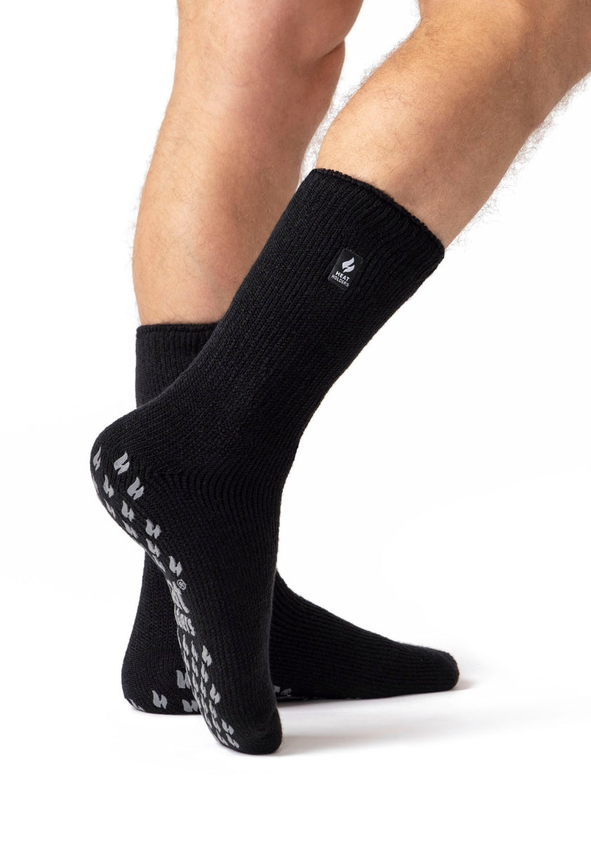 thumbnail image 2 of Heat Holders Men's Thermal Slipper Socks With Grips – Thick Winter Warm, Anti-Skid, Reinforced Toe, Black (One Size) 2 of 4
