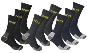 WRK 9Pk Heavy Duty Cotton Blend Work Socks