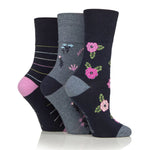 Load image into Gallery viewer, GENTLE GRIP 3Pk Crew Socks- Floral - Womens 4-8
