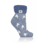 Load image into Gallery viewer, HEAT HOLDERS Feather Cuff Sleep Socks with Stars- Womens