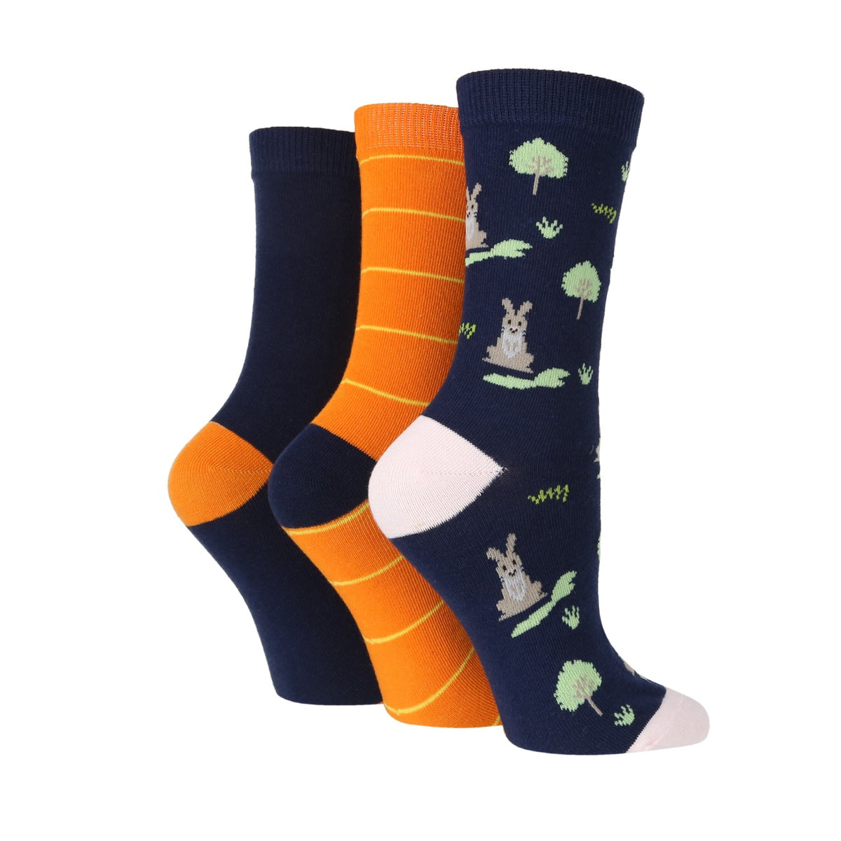 WILDFEET Ladies 3PK Colourful Novelty Cotton Crew Socks