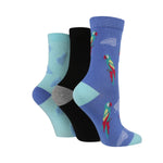 Load image into Gallery viewer, WILDFEET Ladies 3PK Colourful Novelty Cotton Crew Socks
