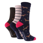 Load image into Gallery viewer, WILDFEET Ladies 3PK Colourful Novelty Cotton Crew Socks