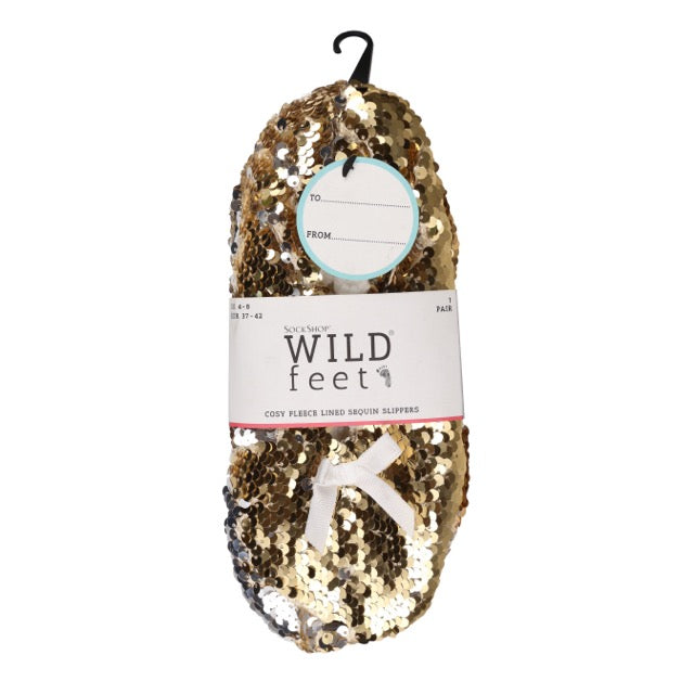 WILDFEET Fleece Lined Sequin Slippers- Womens 4-8
