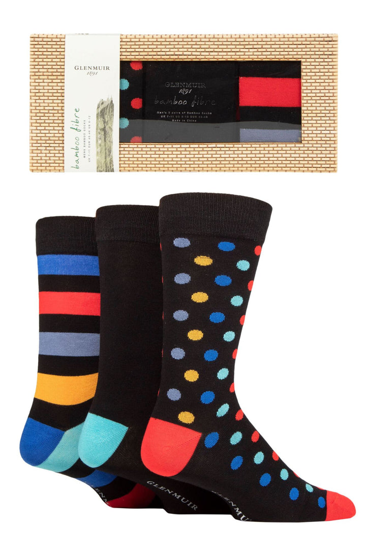 GLENMUIR 3PK Gift Boxed Bamboo Socks -Mens 6-11