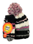 Load image into Gallery viewer, HEAT HOLDERS Cable Turn Over Hat with Pom Pom & Mittens-Girls Sets 3-6YRS