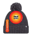 Load image into Gallery viewer, HEAT HOLDERS Arden Ribbed Hat Turnover Thermal Beanie & Pom Pom -Womens