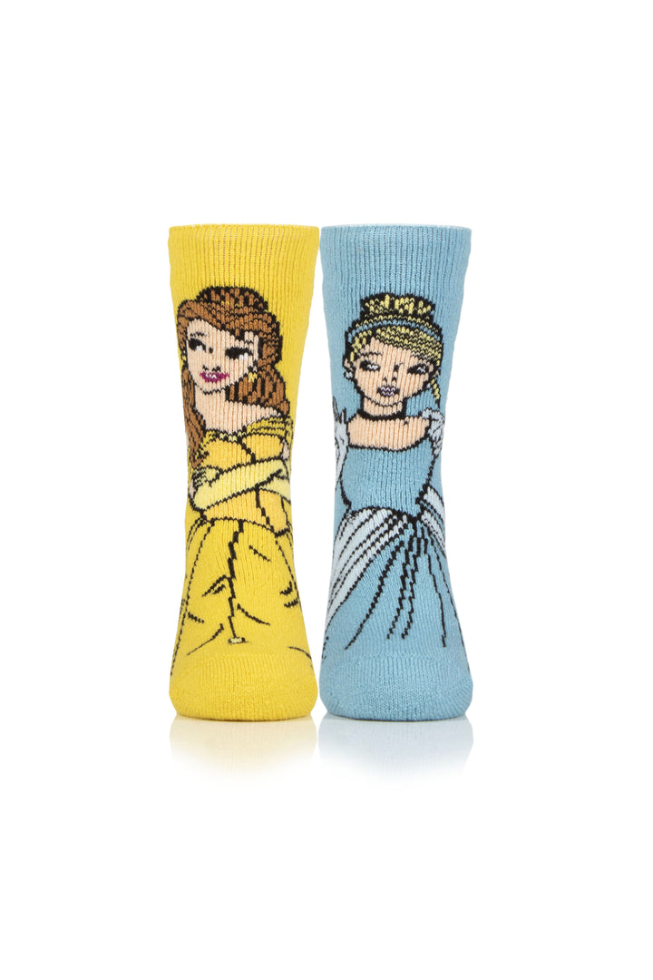 HEAT HOLDERS Lite Licensed Disney Character Socks-Belle and Cinderella-Kids