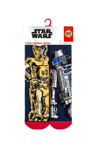 HEAT HOLDERS Lite Licensed Star Wars Character Socks-R2D2 and C3PO-Mens 6-11