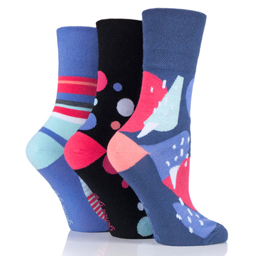 GENTLE GRIP 3Pk Crew Socks Colour Burst Women's 48