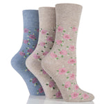 Load image into Gallery viewer, GENTLE GRIP 3Pk  Crew Socks- Floral - Womens 4-8
