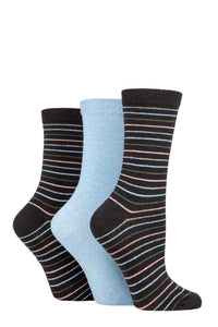 TORE 3Pk 100% Recycled Striped Socks-Womens 4-8