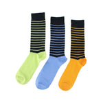 Load image into Gallery viewer, WILDFEET 3PK Bamboo Jacquard Stripe Socks- Mens 7-11