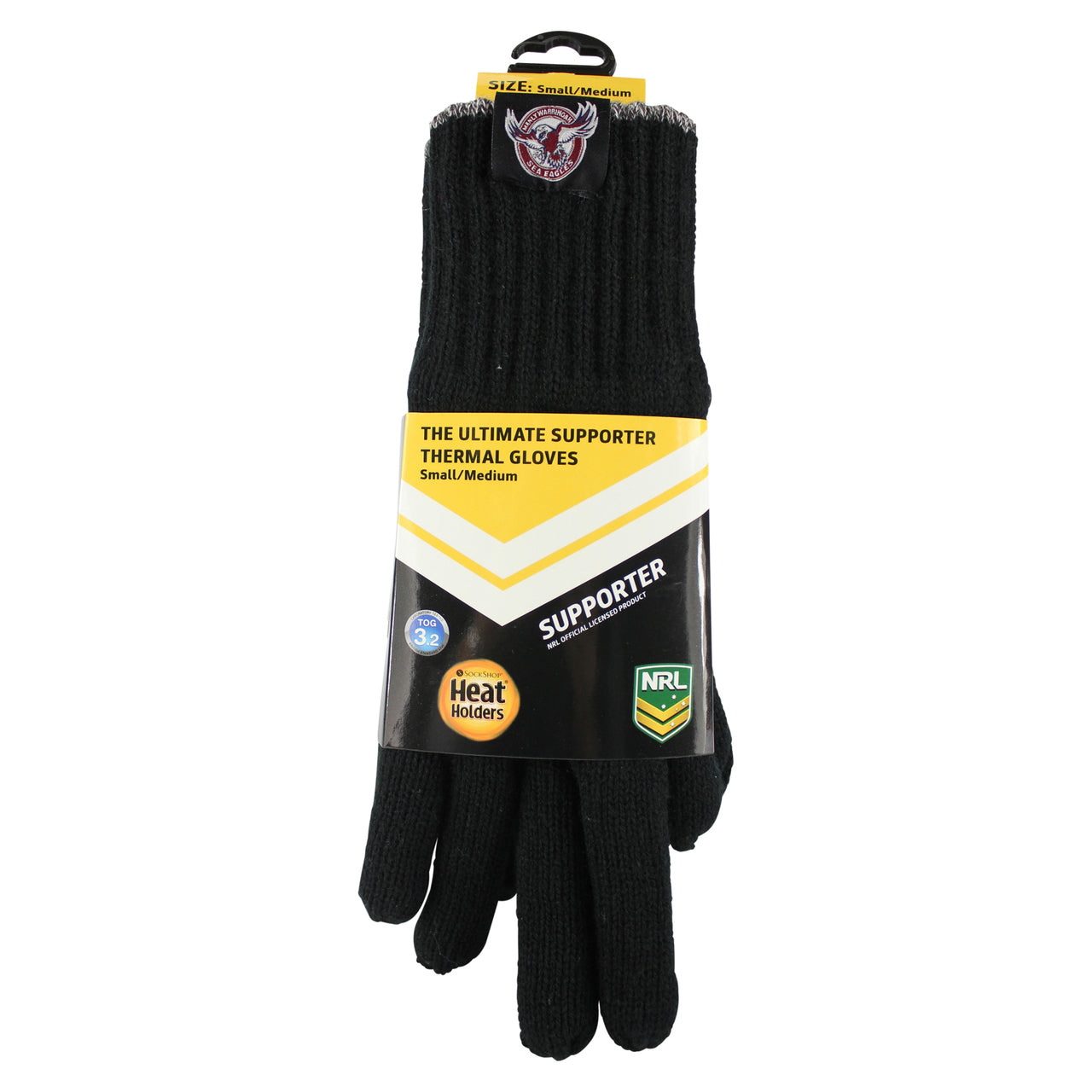 NRL Heat Holders Thermal Gloves Manly Sea Eagles