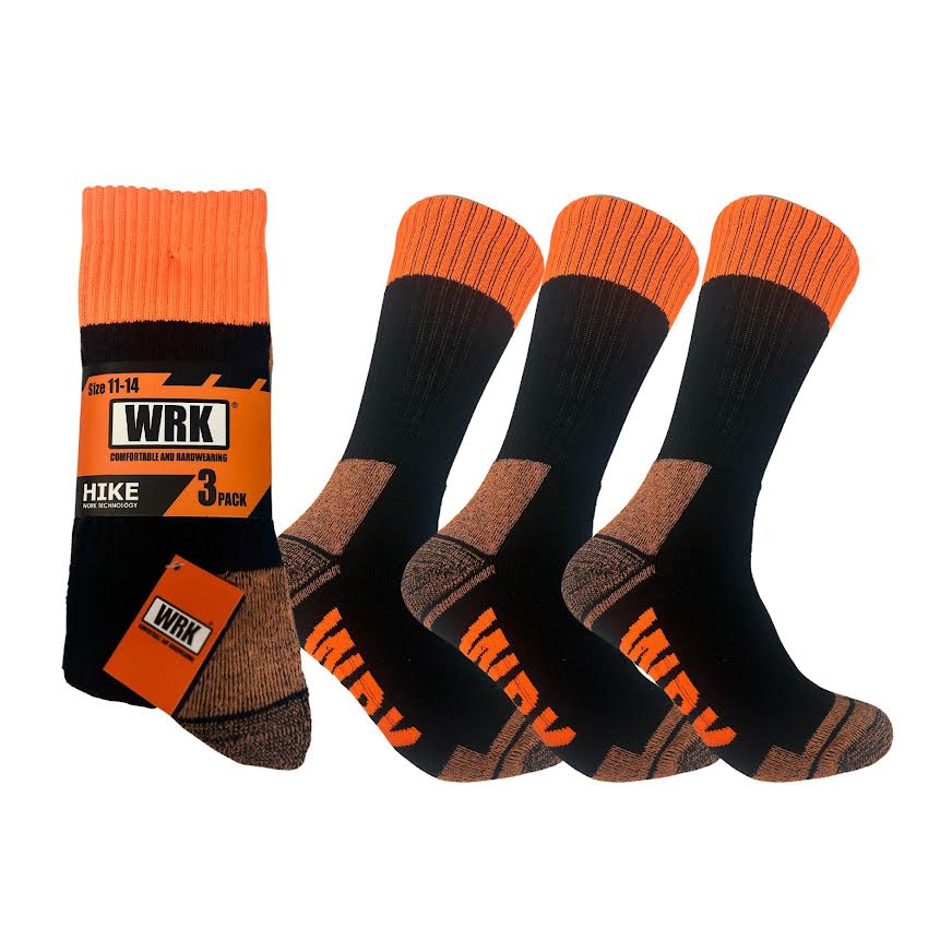WRK 3Pk Heavy Duty Cotton Blend Hi-Vis Work Sock