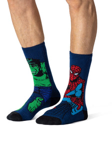 HEAT HOLDERS Lite Licensed Marvel Character Socks-Hulk and Spiderman-Mens 6-11