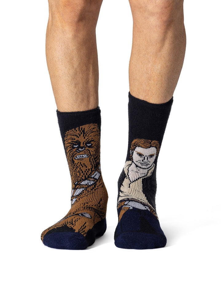 HEAT HOLDERS Lite Licensed Star Wars Character Socks-Chewie and Hans Solo-Mens 6-11