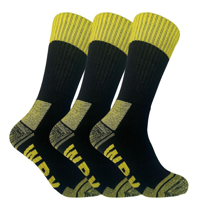 WRK 3Pk Heavy Duty Cotton Blend Hi-Vis Work Sock