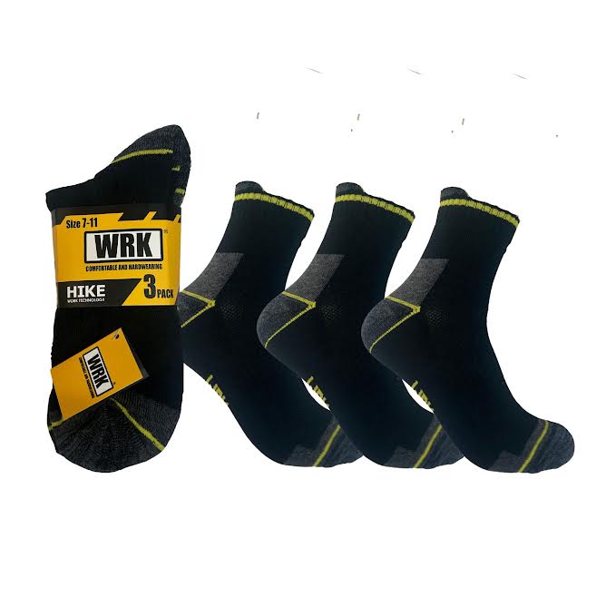 WRK 3Pk Heavy Duty Cotton Blend Ankle Work Sock