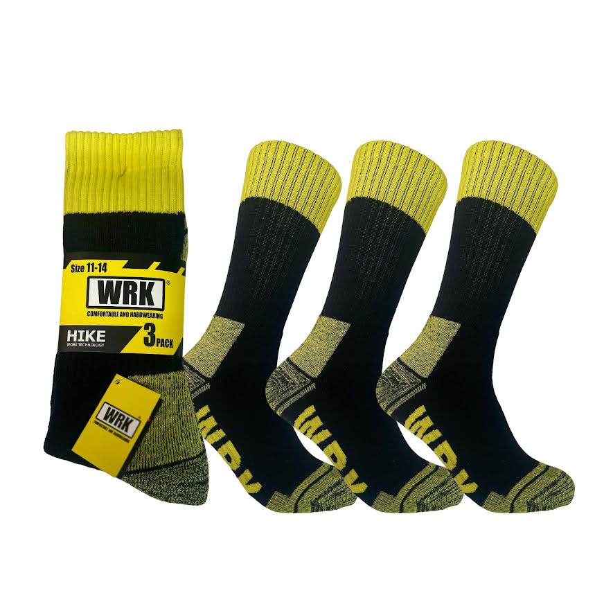 WRK 3Pk Heavy Duty Cotton Blend Hi-Vis Work Sock
