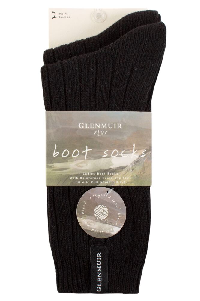 GLENMUIR 2PK Classic Wool Boot Socks- Womens 4-8