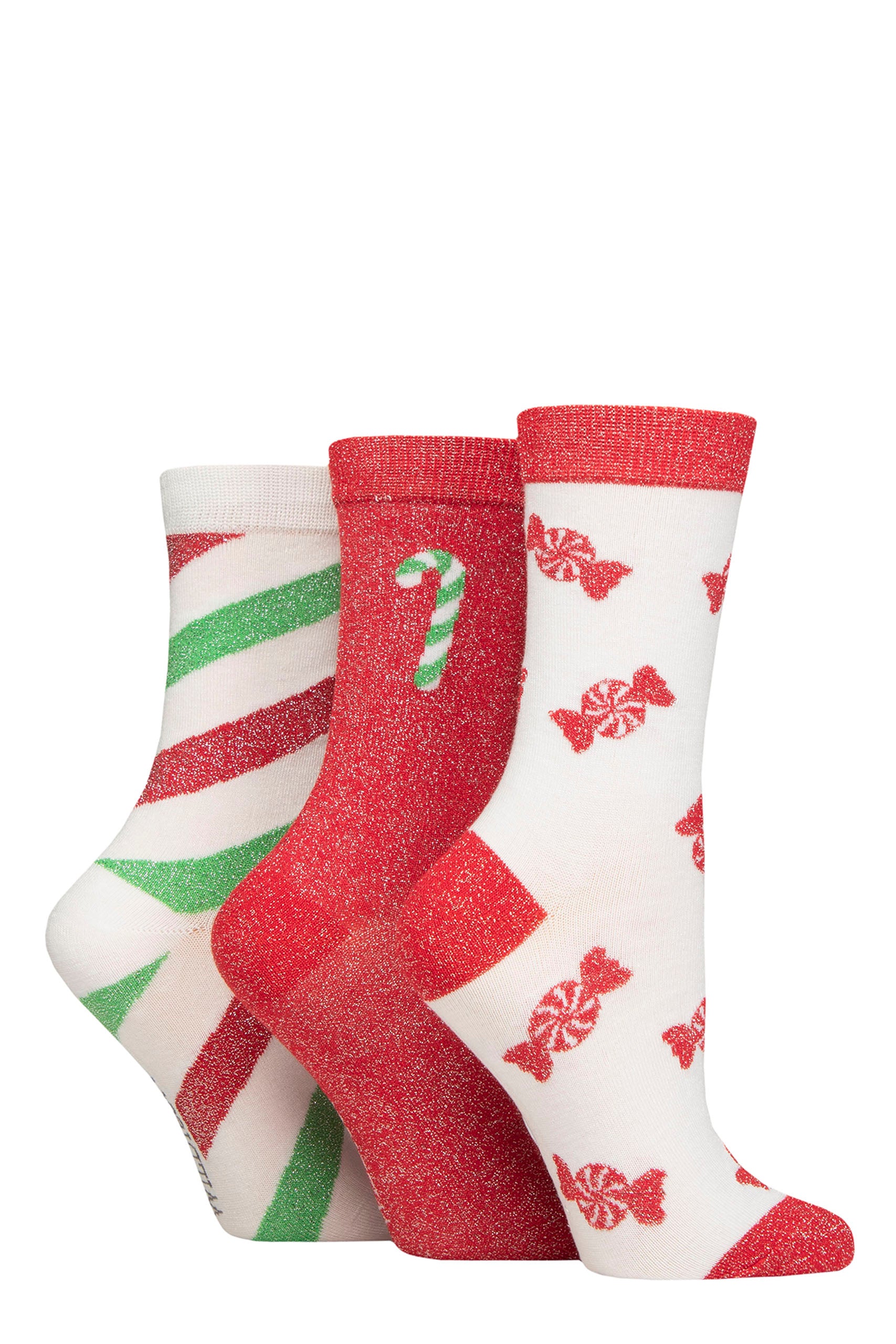 WILDFEET 3PK Bamboo Lurex Blend Christmas Socks - Women's