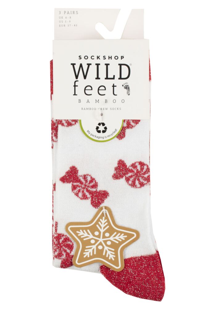 WILDFEET 3PK Bamboo Lurex Blend Christmas Socks - Women's