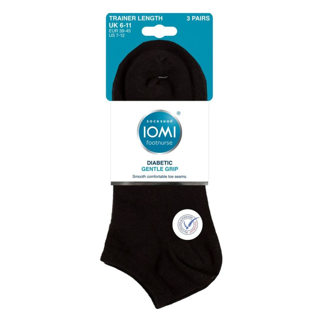 IOMI FOOTNURSE GENTLE GRIP 3PK Diabetic Trainer Socks - Mens