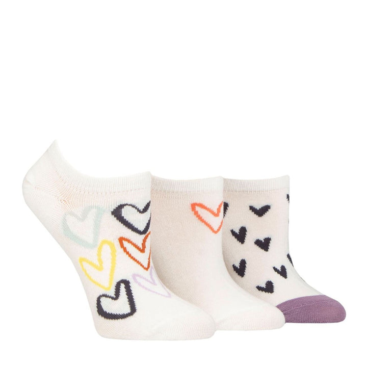 CAROLINE GARDNER 3PK Trainer Socks with Hearts - Womens