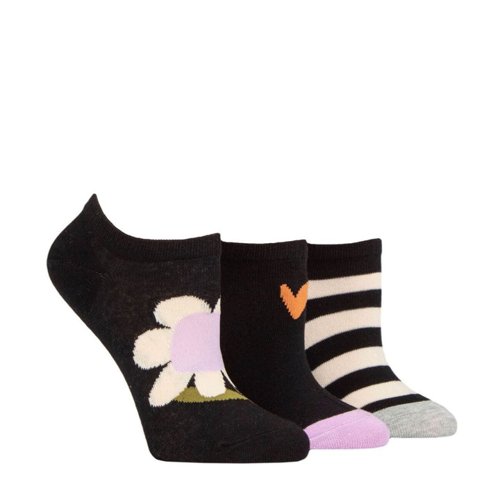 CAROLINE GARDNER 3PK Trainer Socks with Flower - Womens