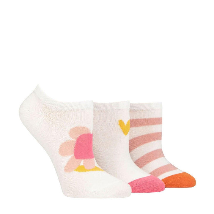 CAROLINE GARDNER 3PK Trainer Socks with Flower - Womens