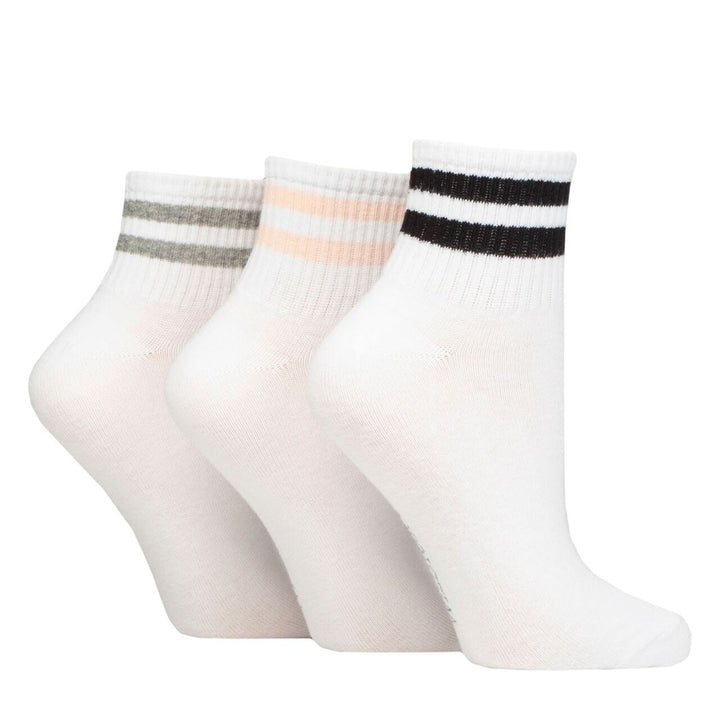 WILDFEET 3PK Women's Cotton Rich Mid Cut Ribbed Sports Crew Socks