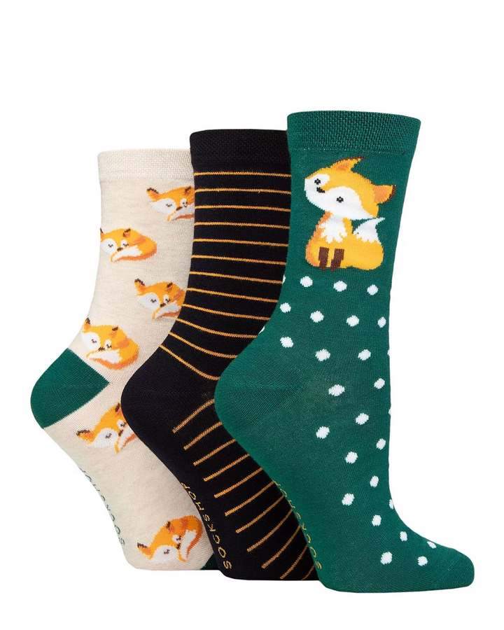 LAZY PANDA Ladies 3PK Bamboo Novelty Socks