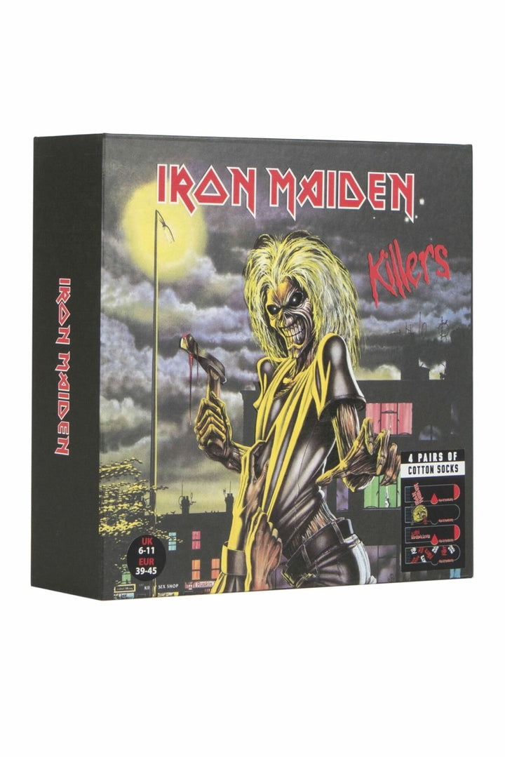 SOCKSHOP 4 Pair Pack Mens Iron Maiden 'Killers' Cotton Socks Gift Box - Mens