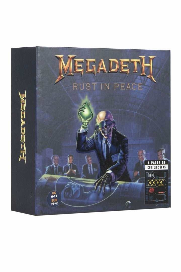 SOCKSHOP 4 Pair Pack Mens Megadeth 'Rust in Peace' Cotton Socks Gift Box - Mens