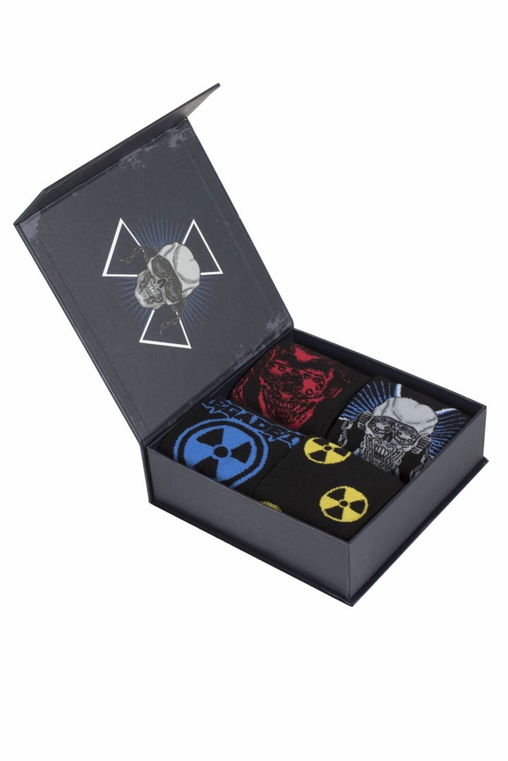 SOCKSHOP 4 Pair Pack Mens Megadeth 'Rust in Peace' Cotton Socks Gift Box - Mens
