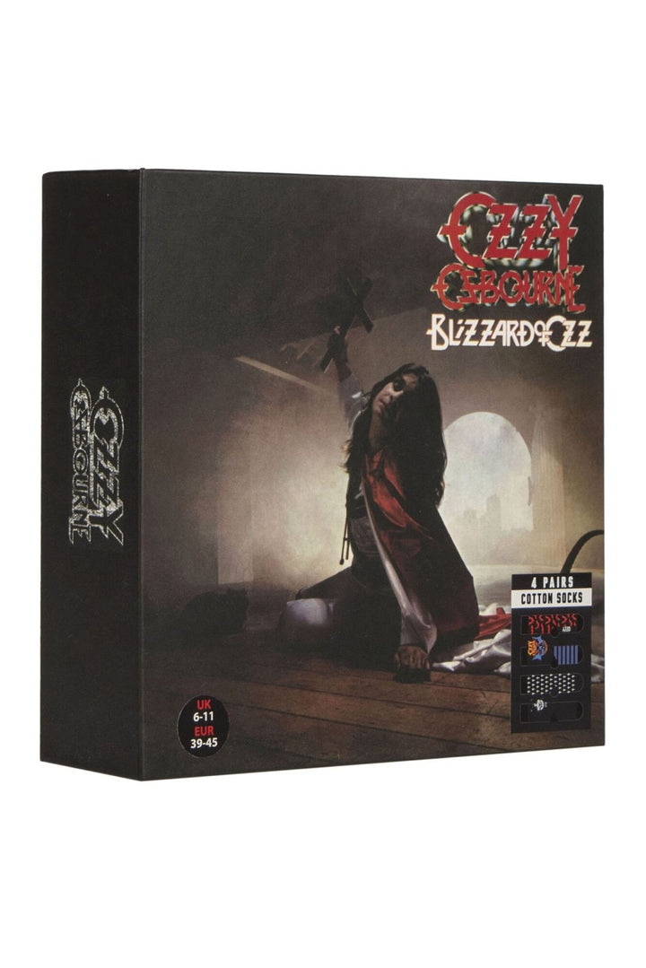 SOCKSHOP 4 Pair Pack Mens Ozzy Osbourne 'Blizzard of Ozz' Cotton Socks Gift Box - Mens