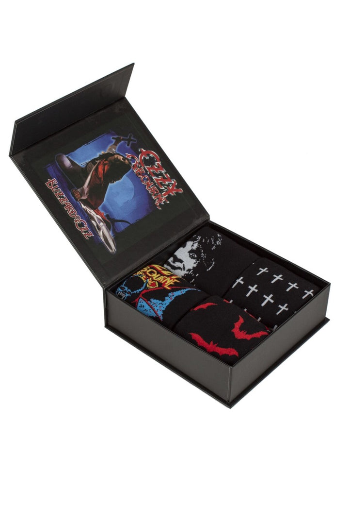 SOCKSHOP 4 Pair Pack Mens Ozzy Osbourne 'Blizzard of Ozz' Cotton Socks Gift Box - Mens