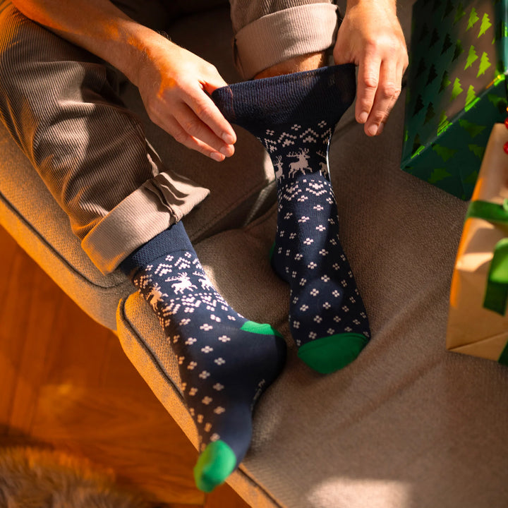 GENTLE GRIP 3Pk  Crew Socks- Christmas - Mens