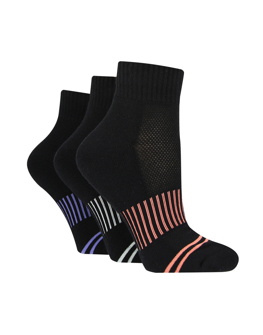 GLENMUIR 3PK Quater Crew Half Cushioned Sports Socks - Women's