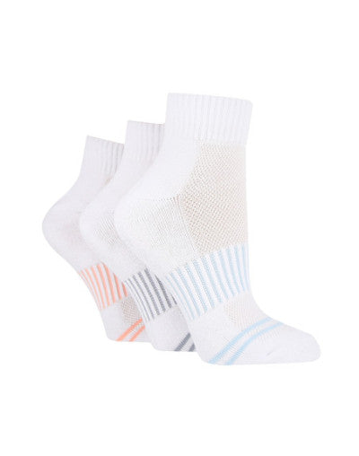 GLENMUIR 3PK Quater Crew Half Cushioned Sports Socks - Women's