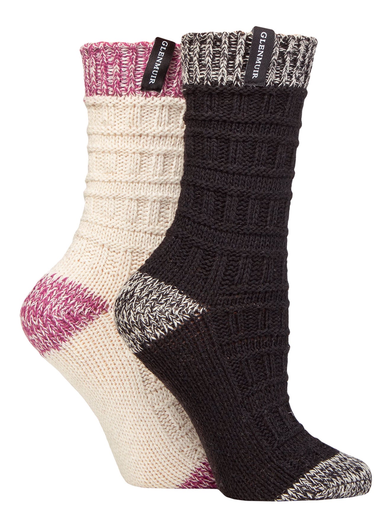 GLENMUIR 2PK Ladies Fashion Wool Blend Boot Socks